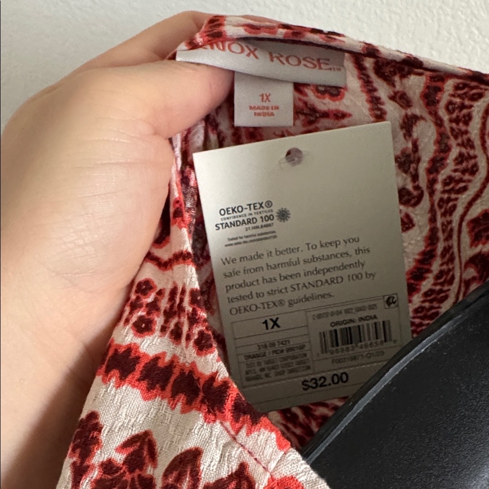 NWT Knox Rose Boho Print Mini Dress 1X - Picture 6 of 8